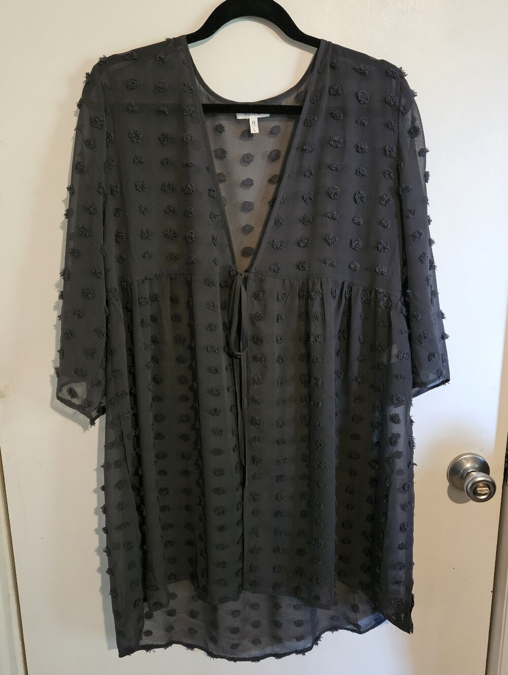 Maurices Gray Sheer Tie Front Kimono Size Large